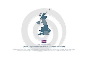 United Kingdom of Great Britain and Northern Ireland map and official flag icon