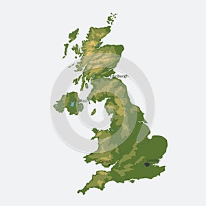 United Kingdom of Great Britain and Northern Ireland vector map. color physical map photo