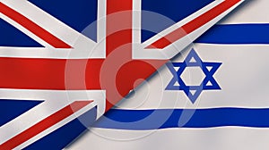 United Kingdom Israel national flags. News, reportage, business background. 3D illustration
