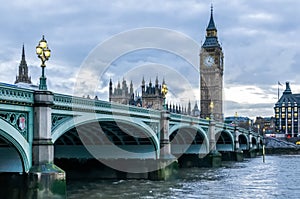 United Kingdom, London - Big Ben and Westminster Bridge