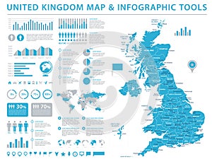 United Kingdom Map - Info Graphic Vector Illustration