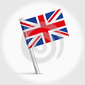 United Kingdom map pin flag. 3D realistic vector illustration