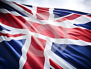 United Kingdom national flag background, UK flag weaving made by silk cloth fabric, UK background, ai generated image