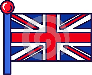 United kingdom national flag on flagstaff vector