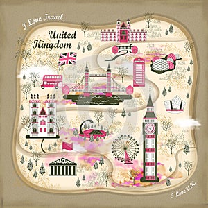 United Kingdom travel concept illustration