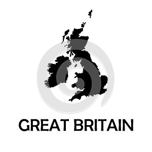 United Kingdom,UK,Great Britain black map,border