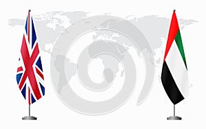 United Kingdom and United Arab Emirates flags for official meetin