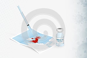 United Kingdom Vaccination  Injection with COVID-19 vaccine in Map of United Kingdom