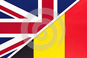 United Kingdom vs Belgium national flag from textile. Relationship between two european countries