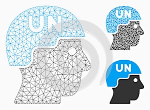United Nations Soldier Helmet Vector Mesh Network Model and Triangle Mosaic Icon