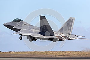 United States Air Force USAF Lockheed Martin F-22A Raptor fifth-generation, single-seat, twin-engine, stealth tactical fighter