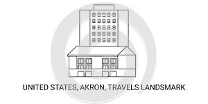 United States, Akron, Travels Landsmark, travel landmark vector illustration