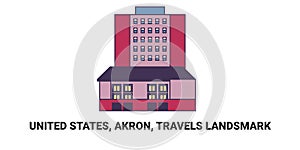 United States, Akron, Travels Landsmark, travel landmark vector illustration