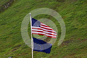 United States and Alaska Flags