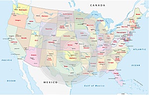 United states of america, administrative map