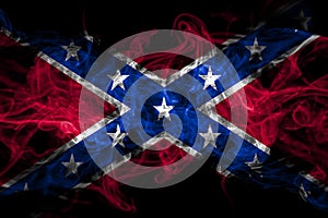 United States of America, America, US, USA, American, Confederate Navy Jack smoke flag isolated on black background photo