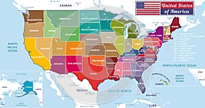 United States of America. Beautiful and colorful modern graphic usa map. photo