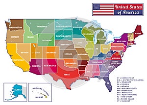 United States of America. Beautiful and colorful modern graphic usa map. photo