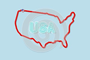 United States of America bold outline map. Vector illustration