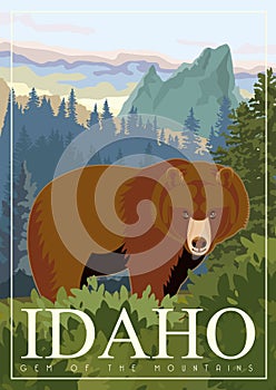 United States of America card. Idaho. USA banner