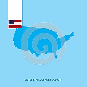 United States of America Country Map with Flag over Blue background