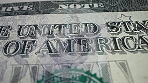 United States of America dollar. Macro shot. Two-dollar US banknote. 2 cash through a magnifying glass. Macro shot with