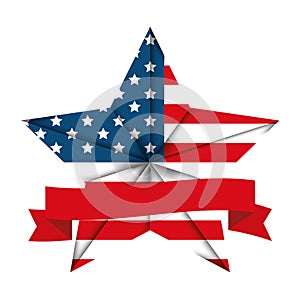 united states of america emblem with star shape and ribbon