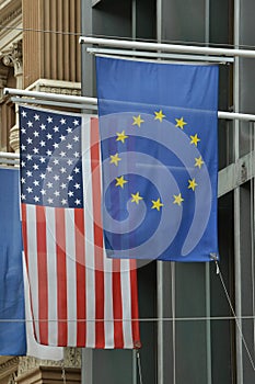United States America European Union flags