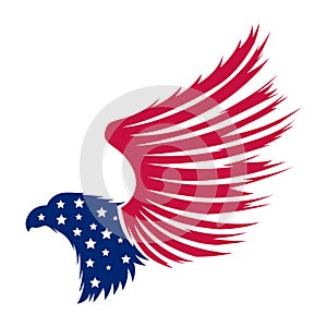 united states of america flag forming a cool flying eagle silhouette, design to commemorate 4th of july independence day