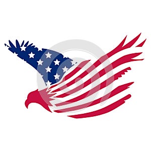 united states of america flag forming a flying eagle silhouette, design to commemorate 4th of july independence day