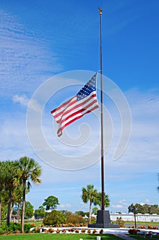 United States of America flag at half staff