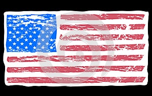 United States of America flag hand painted with brush.