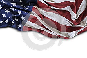 United States of America flag isolated on white background USA banner with copy space