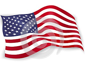 United States of America flag isolated on white background. USA star-spangled banner. Memorial Day.
