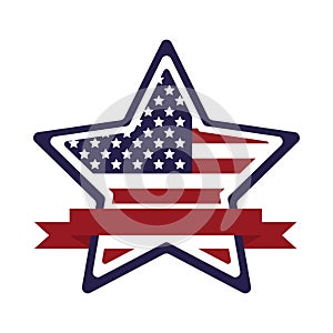 United states of america flag in star emblem