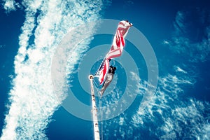 United States of America flag waving on flagpole