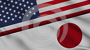 United States of America and Japan Flags, Breaking News, Political Diplomacy Crisis Concept