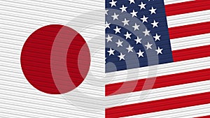 United States of America and Japan Two Half Flags Together