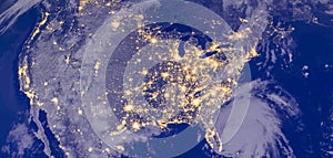 United States of America lights during night as it looks like from space. Elements of this image are furnished by NASA