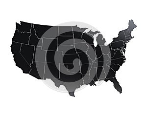 United States Of America Map 3d Render Metal Black