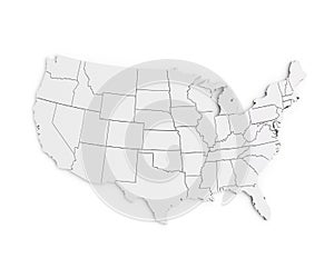 United States Of America Map 3d Render USA White