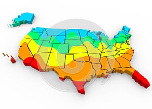 United States America Map Average Temperatures Hottest Coldest R photo