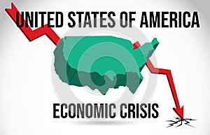 United States of America Map Financial Crisis Economic Collapse Market Crash Global Meltdown Vector