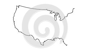 United States of America Map Outline Country Border on white background.  Appearance  national flag of USA.