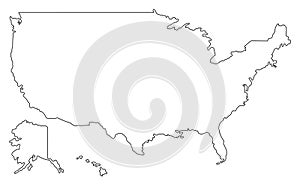 United States of America map outline vector illustartion.USA map