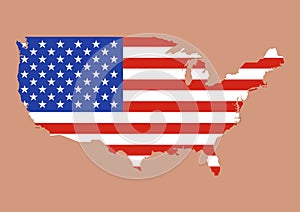 United States of America map with usa flag inside