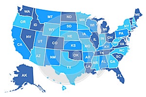 United States of America map. USA map with states and state names isolated â€“ vector