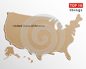 United States of America map vector. USA maps craft paper texture. Empty template information creative design element