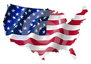 United States of America Map With Waving Flag