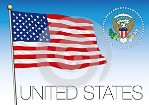 United States of America official national flag and coat of arms, USA